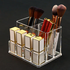 7-Hole Clear Cosmetic Organizer for Lipstick and Brushes