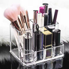 7-Hole Clear Cosmetic Organizer for Lipstick and Brushes