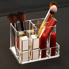 7-Hole Clear Cosmetic Organizer for Lipstick and Brushes