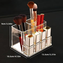 7-Hole Clear Cosmetic Organizer for Lipstick and Brushes