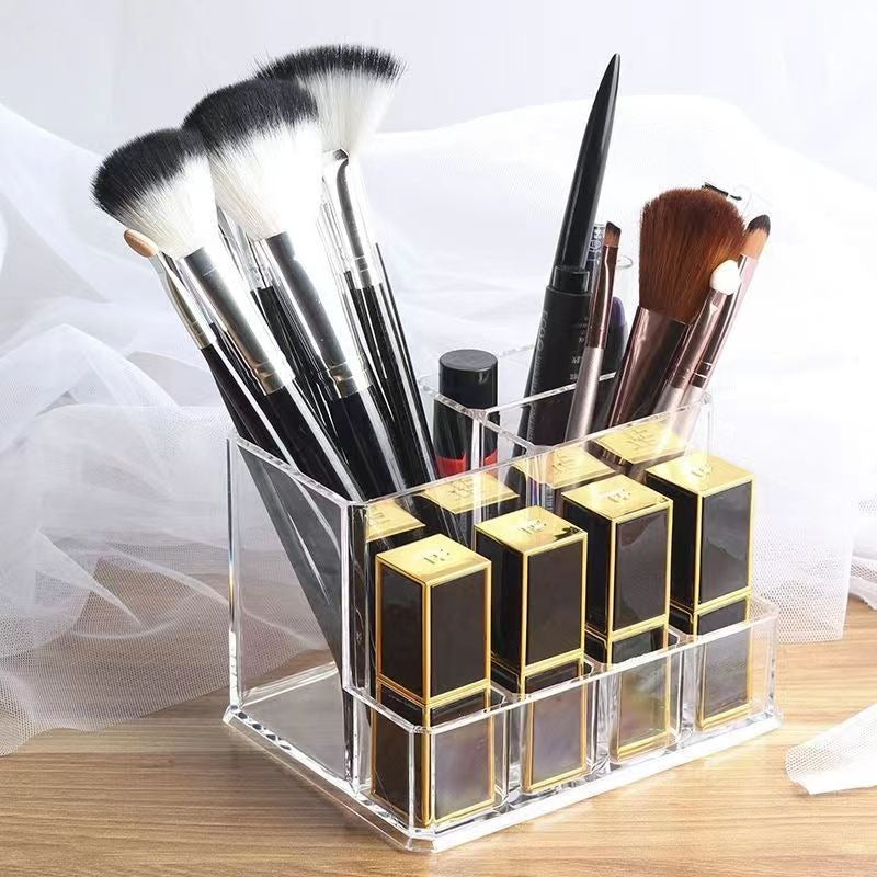 7-Hole Clear Cosmetic Organizer for Lipstick and Brushes