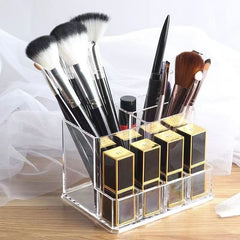 7-Hole Clear Cosmetic Organizer for Lipstick and Brushes