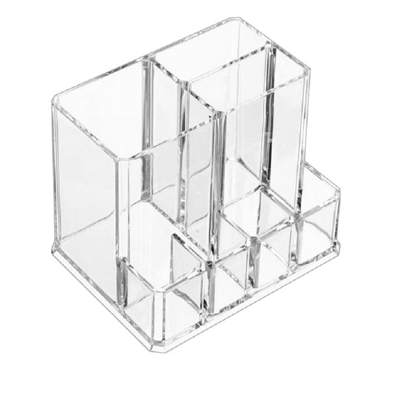 7-Hole Clear Cosmetic Organizer for Lipstick and Brushes