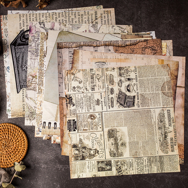 20pcs Vintage Newspaper Journal Paper for DIY Gift Background