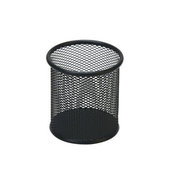 Metal Pen Holder Round Wrought Iron Hollow Desktop Storage Bucket