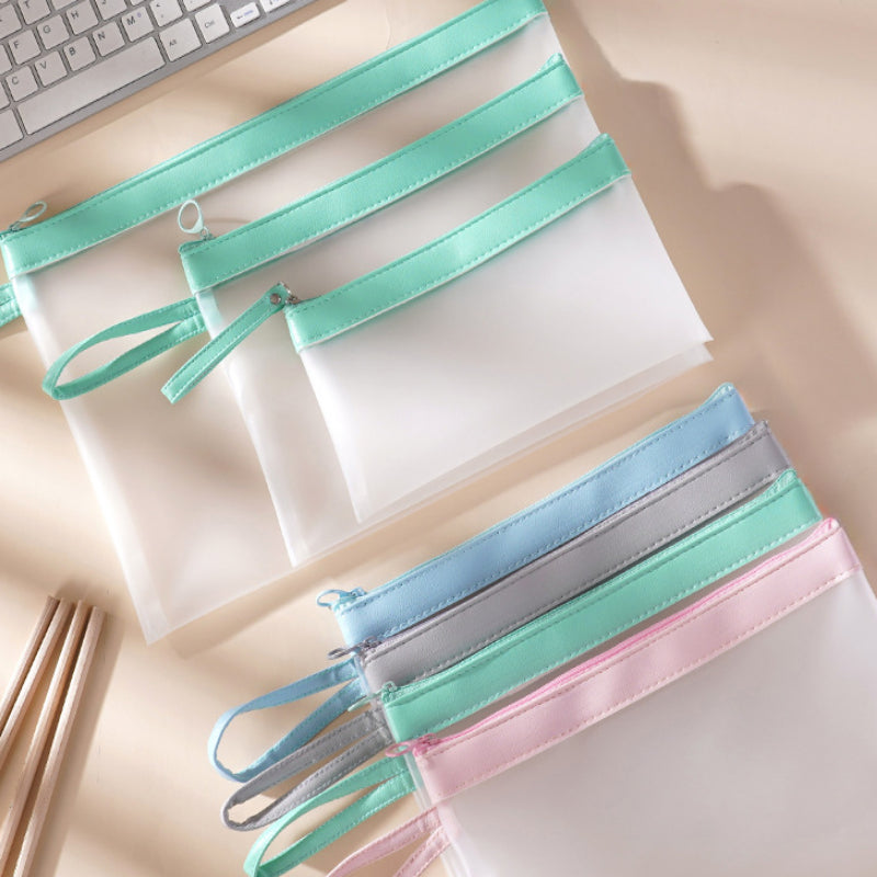 3pcs Frosted Waterproof File Bag for Test Papers & Data Storage