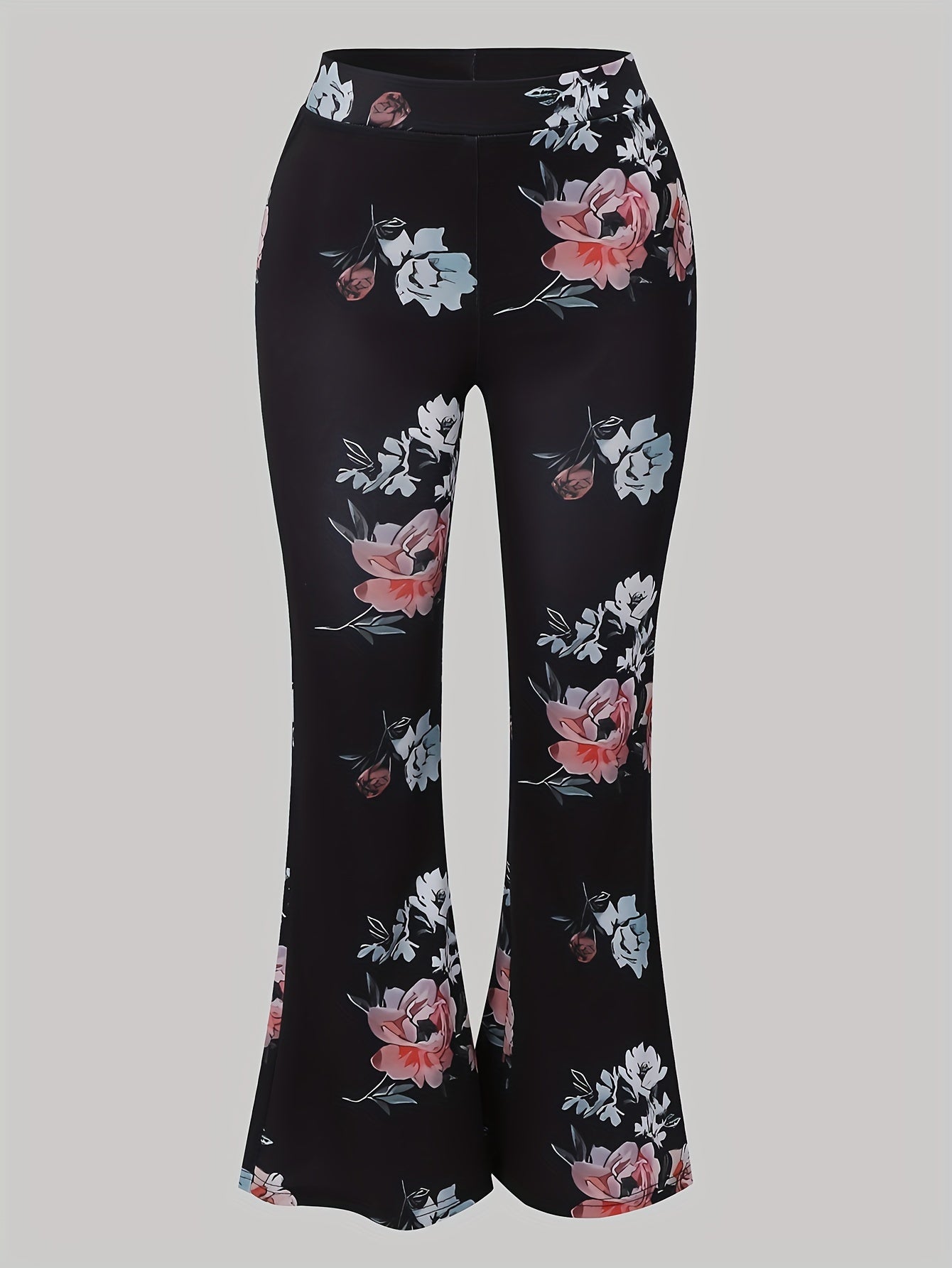  Floral Print High Rise Flared Leg Trousers