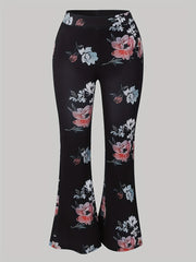  Floral Print High Rise Flared Leg Trousers
