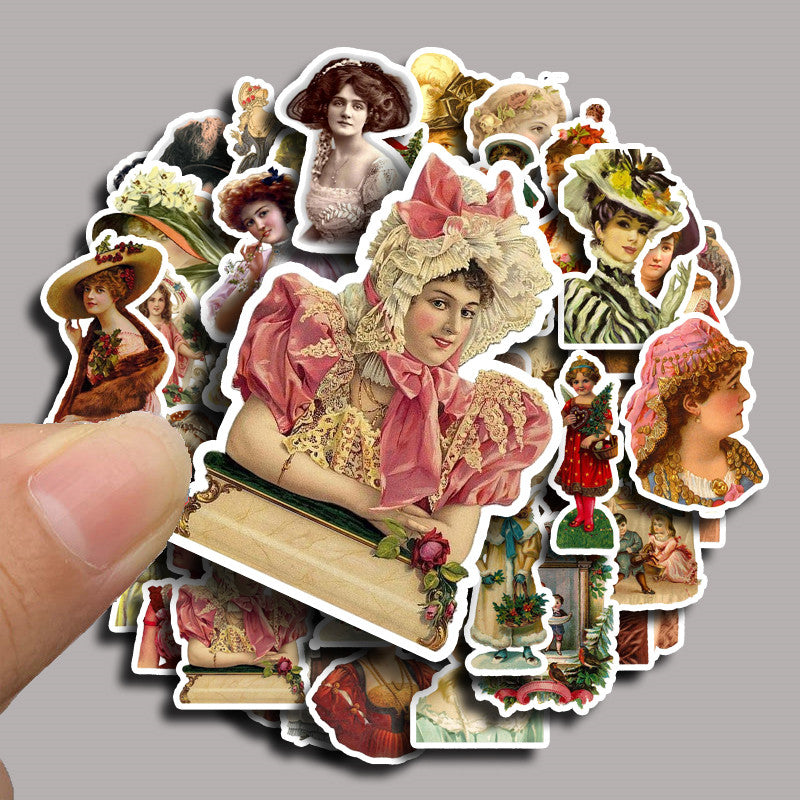 50pcs Retro Doll Vinyl Sticker for Water Bottle Laptops Phones