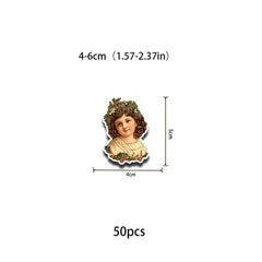 50pcs Retro Doll Waterproof Vinyl Sticker for Water Bottle Laptops