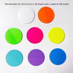 8pcs Triangle Fluorescent Set Morandi Round Sticky Notes
