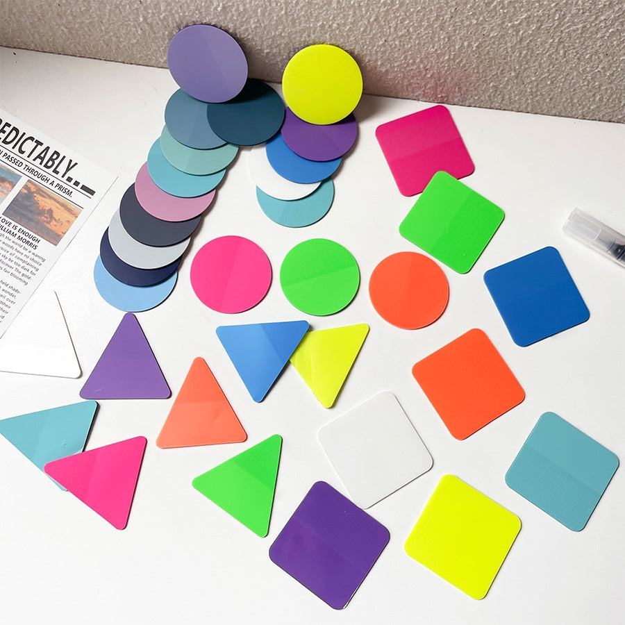 8pcs Triangle Fluorescent Set Morandi Round Sticky Notes