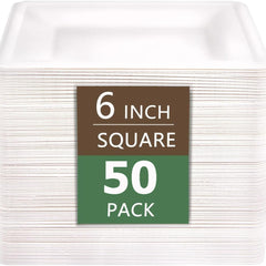 50Pcs 15 Square Biodegradable Plates Heavy Duty Nature By Sugar Cane Fibers
