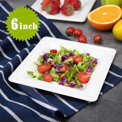 50Pcs 15 Square Biodegradable Plates Heavy Duty Nature By Sugar Cane Fibers