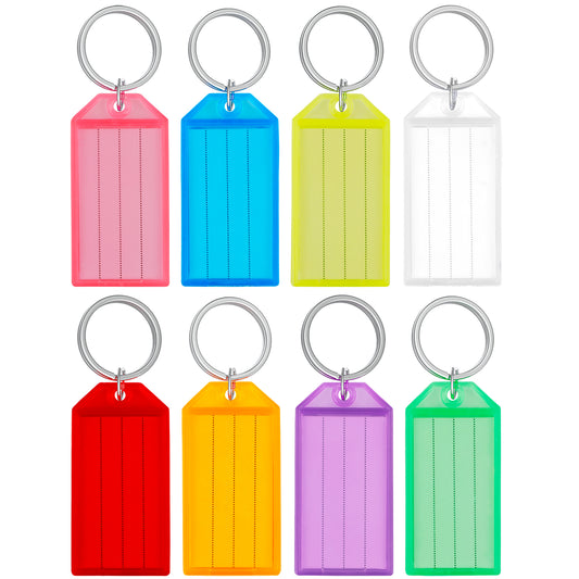 20 Packs Plastic Key Tags Split Ring Label Window Color Assorted