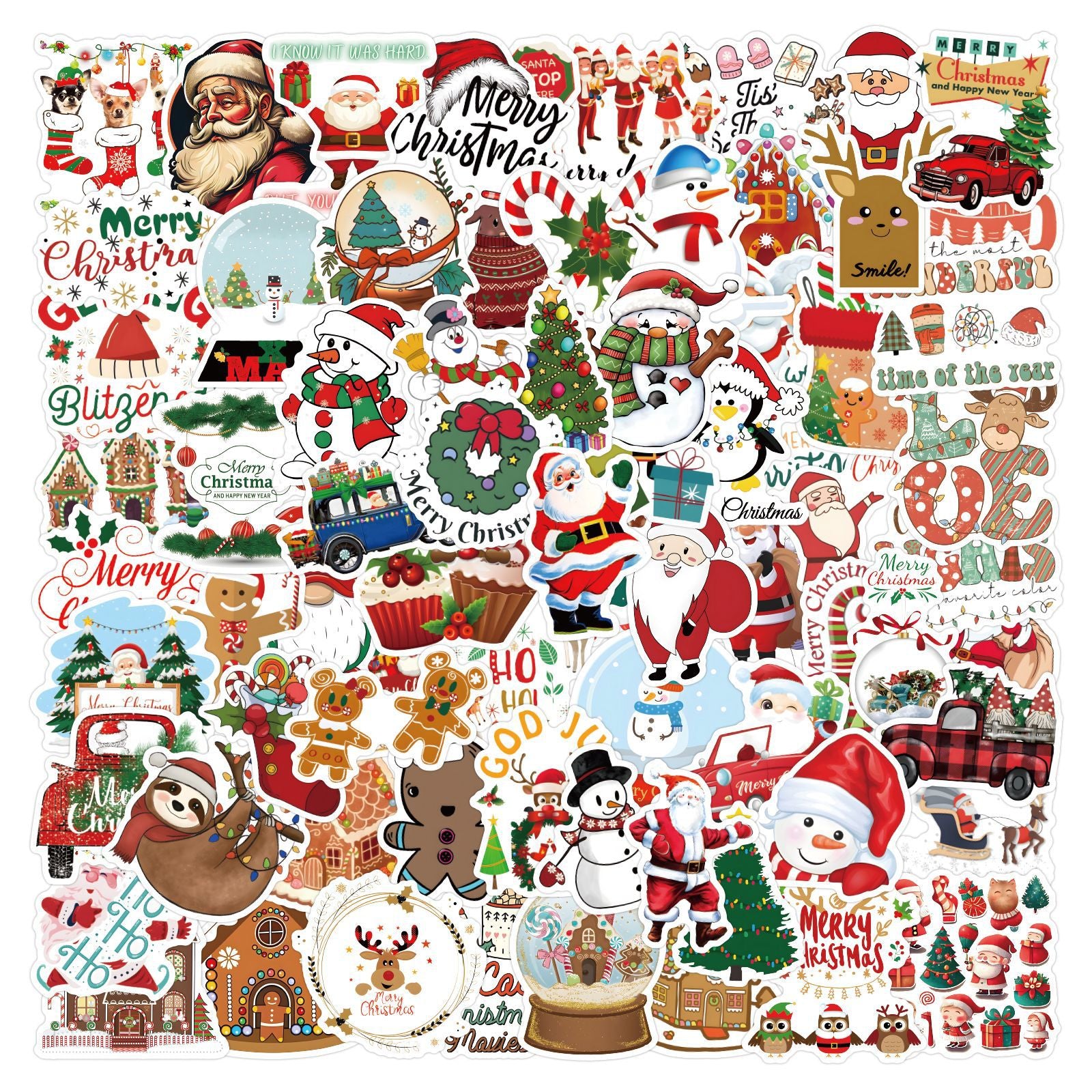 120pcs Christmas Cartoon Decorations Waterproof Stickers for Kids
