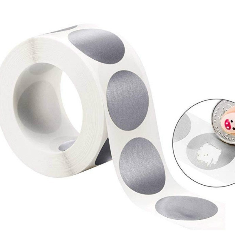 300pcs Round Silver Scratch Off Stickers for Party Favors 2.54cm