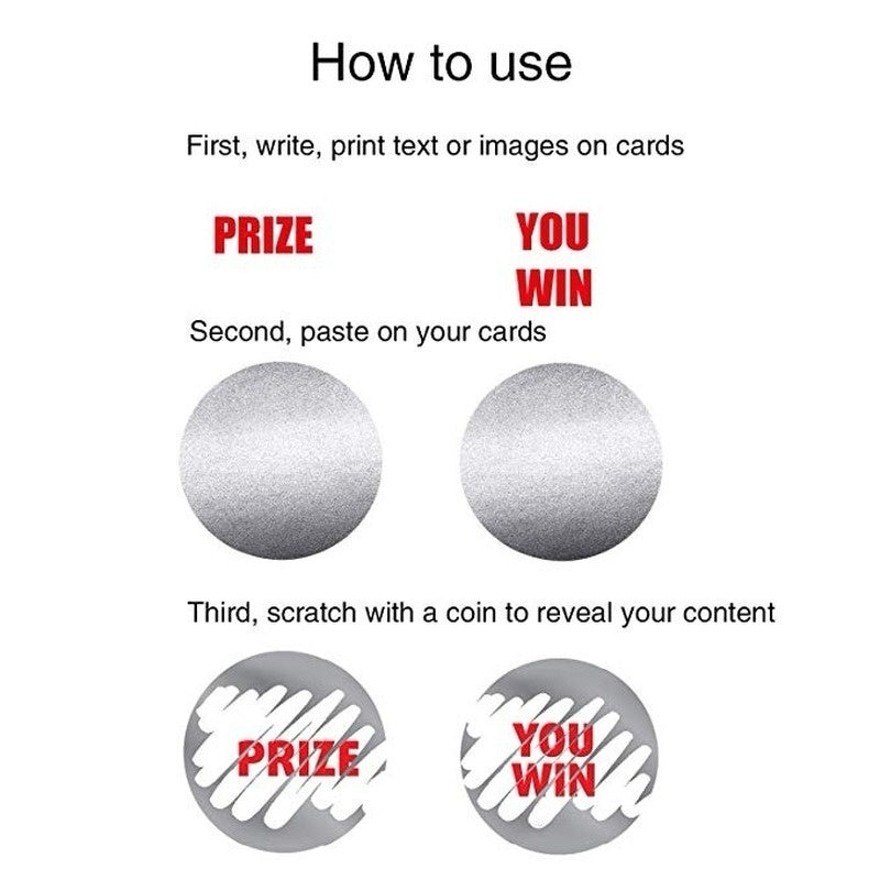 300pcs Round Silver Scratch Off Stickers for Party Favors 2.54cm