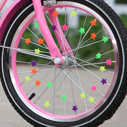 36pcs Colorful Star Plastic Spokes Beads Bike Decorative Accessories