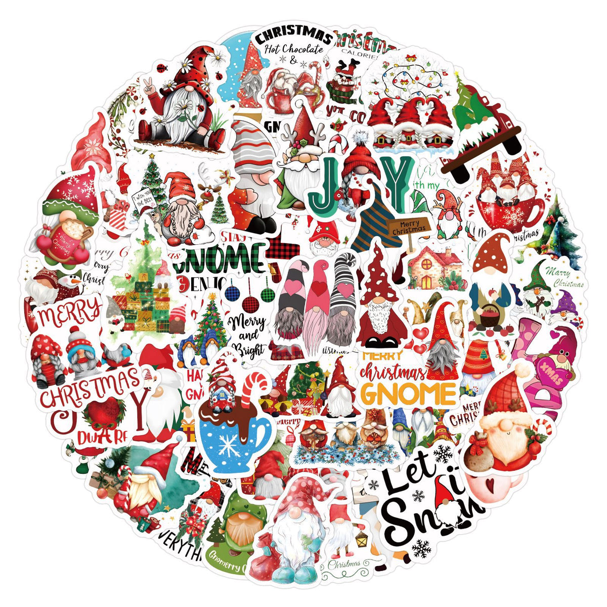 60pcs Christmas Santa Waterproof Stickers for Motorcycle Laptop Helmet