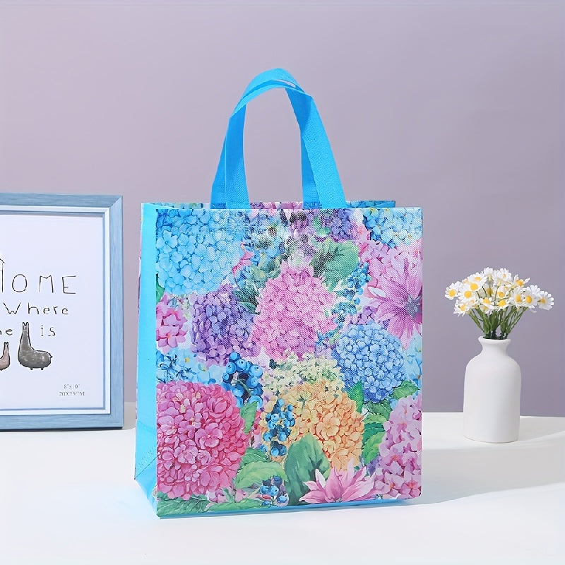 4pcs Floral Reusable Gift Bag Large Versatile Handbag For Fashionable Use