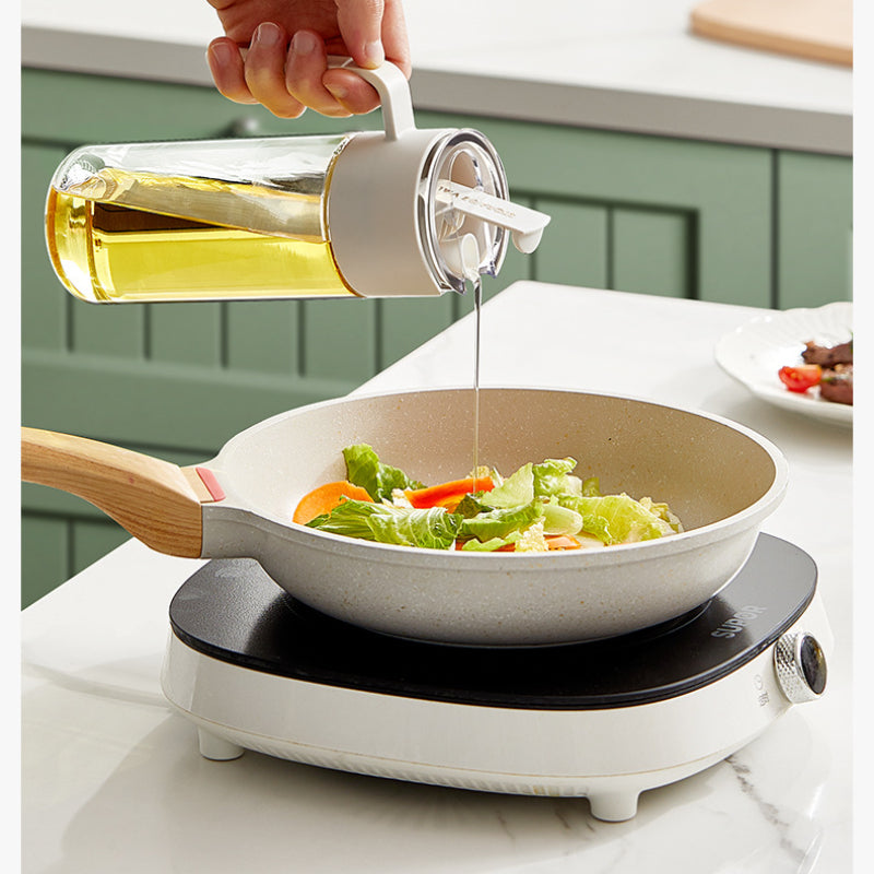 Glass Gravity Bottle Handle Leak-proof Olive Vinegar Storage Dispenser