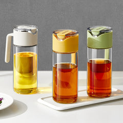 Glass Gravity Bottle Handle Leak-proof Olive Vinegar Storage Dispenser