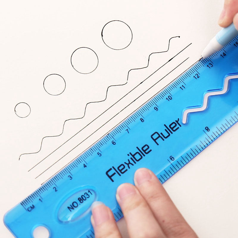 2pcs Soft Ruler Elastic Foldable Multifunctional School Supplies