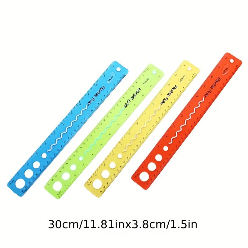 2pcs Soft Ruler Elastic Foldable Multifunctional School Supplies