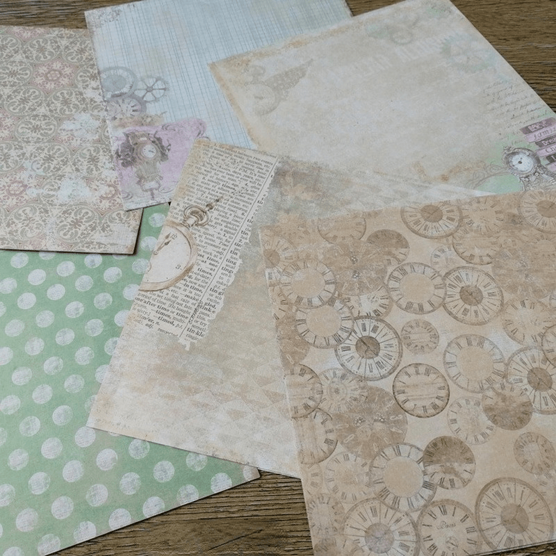24sheets Time Patterned Paper Scrapbooking Paper Pack Craft Background Pad