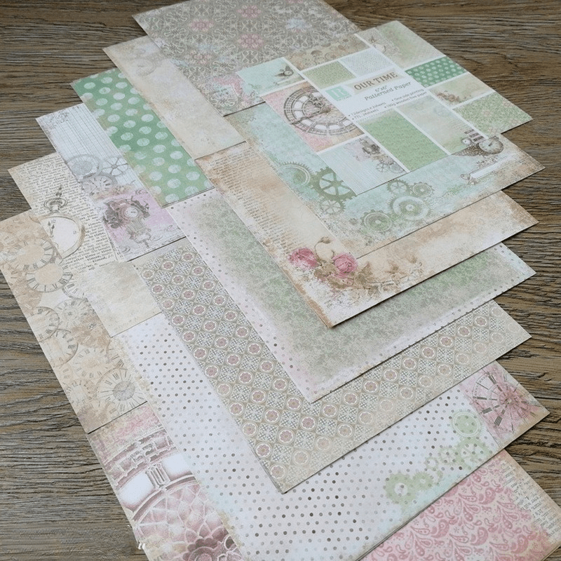 24sheets Time Patterned Paper Scrapbooking Paper Pack Craft Background Pad