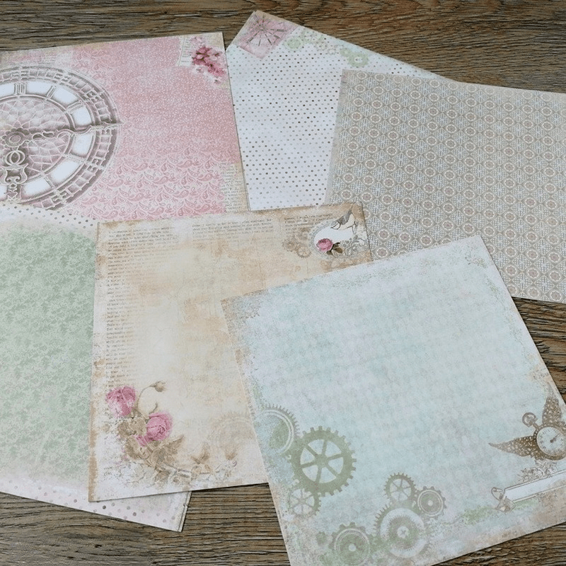 24sheets Time Patterned Paper Scrapbooking Paper Pack Craft Background Pad