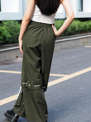  Casual Pants Women's Plus Solid Drawstring High Rise Loose Fit