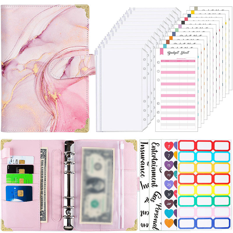 PU Leather Budget Binder Money Organizer Cash Envelopes