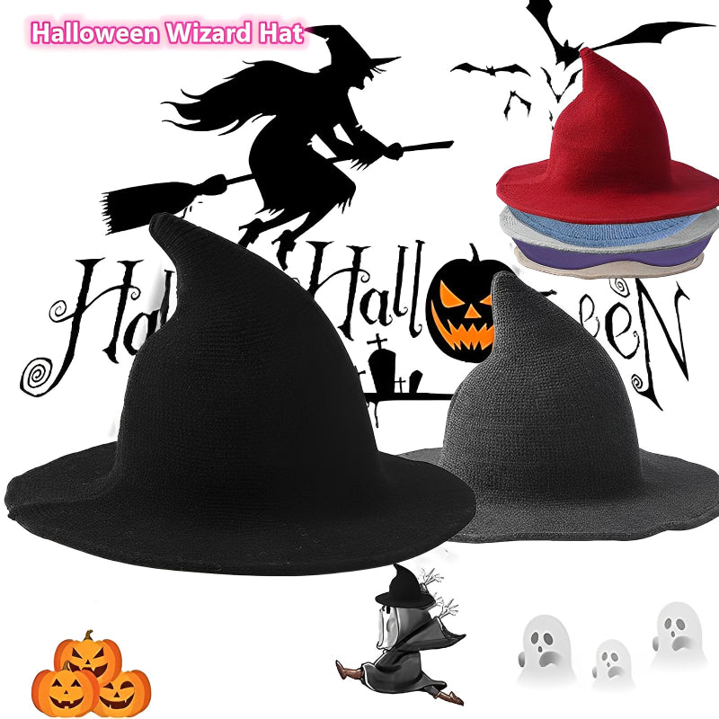 Knitted Halloween Witch Hat Pointed Cap Party Cosplay Wizard Hat