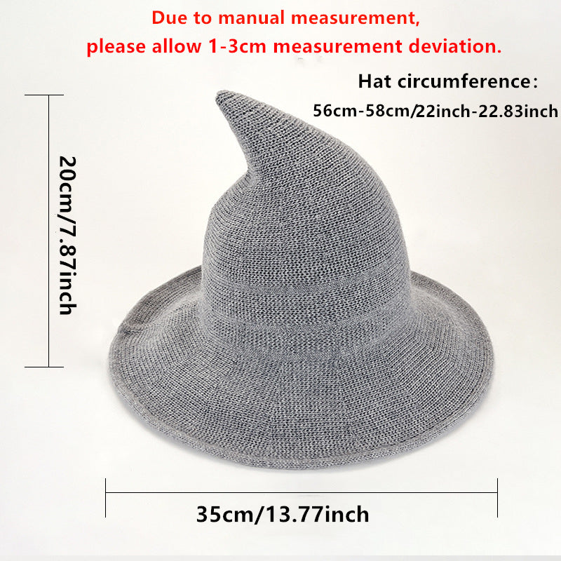 Knitted Halloween Witch Hat Pointed Cap Party Cosplay Wizard Hat