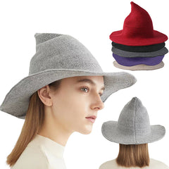 Knitted Halloween Witch Hat Pointed Cap Party Cosplay Wizard Hat