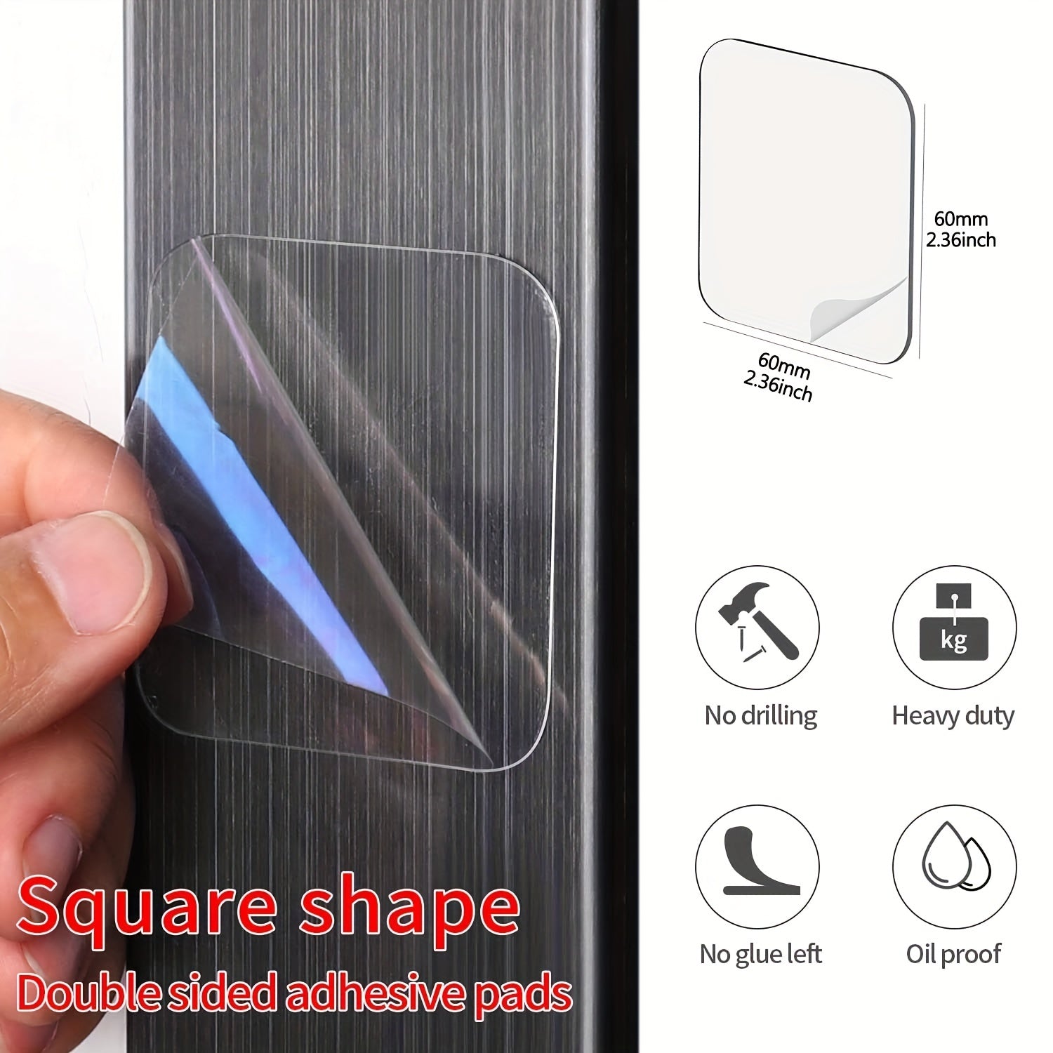 50pcs Square Nano Double Sided Transparent Tape Sticker Waterproof Adhesive