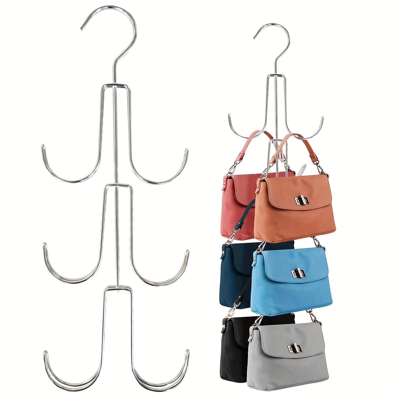 2pcs Purse Organizer Closet Metal Holder For Handbags Belts Scarves Totes