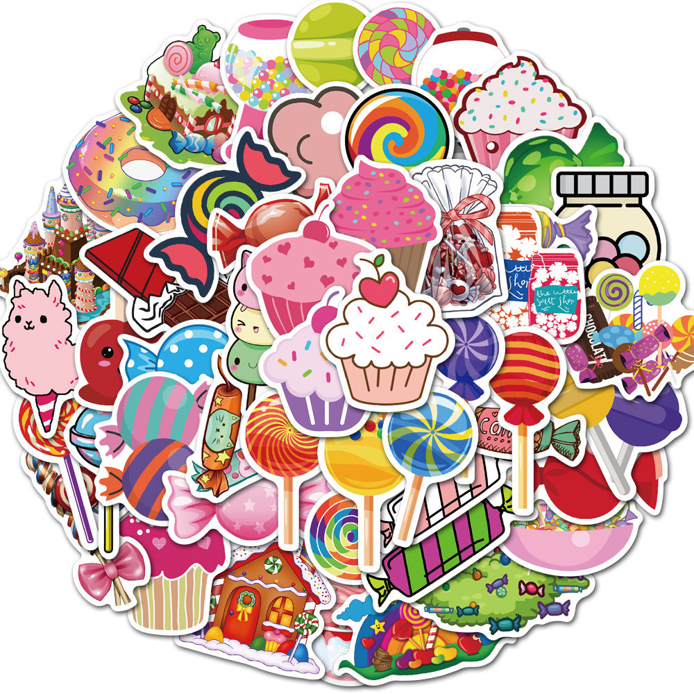50pcs Candy Cupcake Waterproof Vinyl Stickers