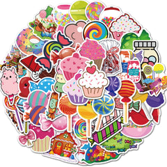 50pcs Candy Cupcake Waterproof Vinyl Stickers
