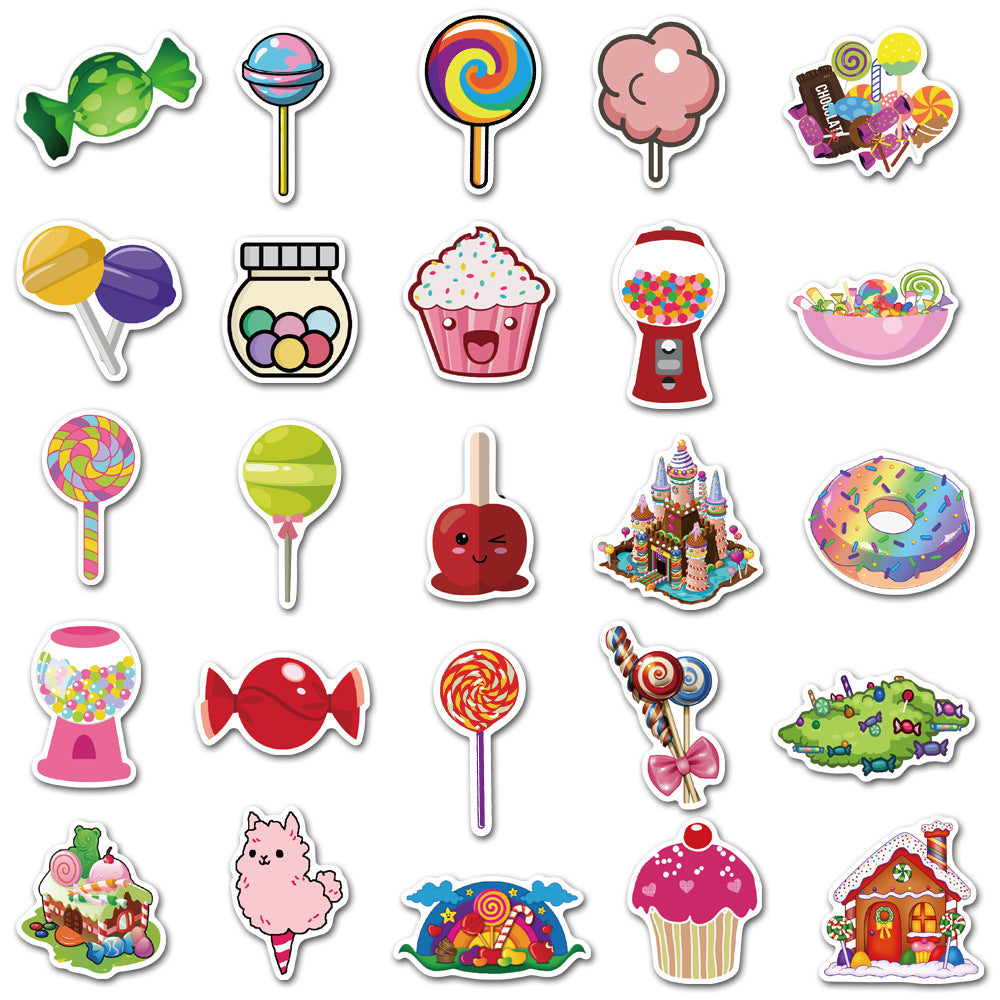 50pcs Candy Cupcake Waterproof Vinyl Stickers