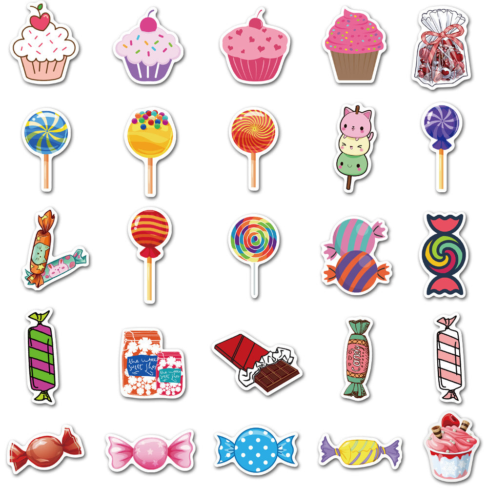 50pcs Candy Cupcake Waterproof Vinyl Stickers