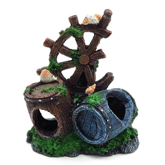 Resin Broken Barrel Aquarium Ornament