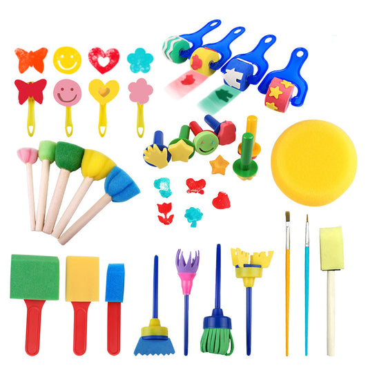 30 Sponge Seals & Brushes Set for DIY Art Graffiti Supplies