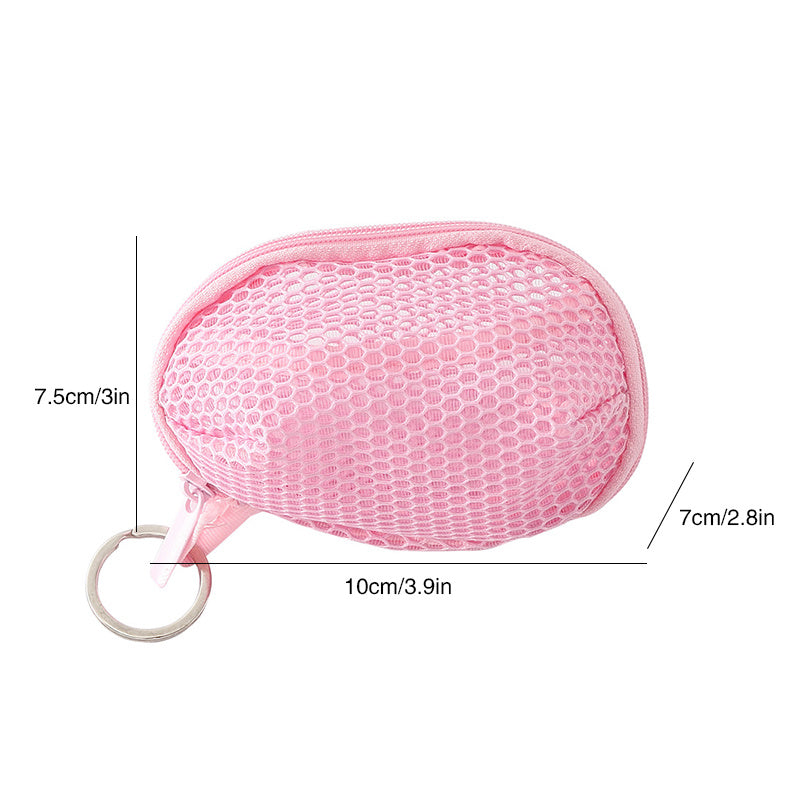 5Pcs Mesh Makeup Sponge Holder Small Zipper Makeup Pouch Bags With Keychain