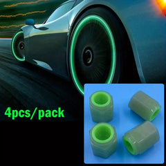 4pcs Luminous Valve Caps, Night Glowing Decor For Wheel Tyres, Hubs
