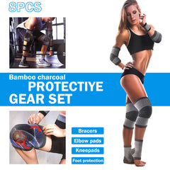 8pcs Elastic Wrist Elbow Knee Ankle Protector Set for Sports