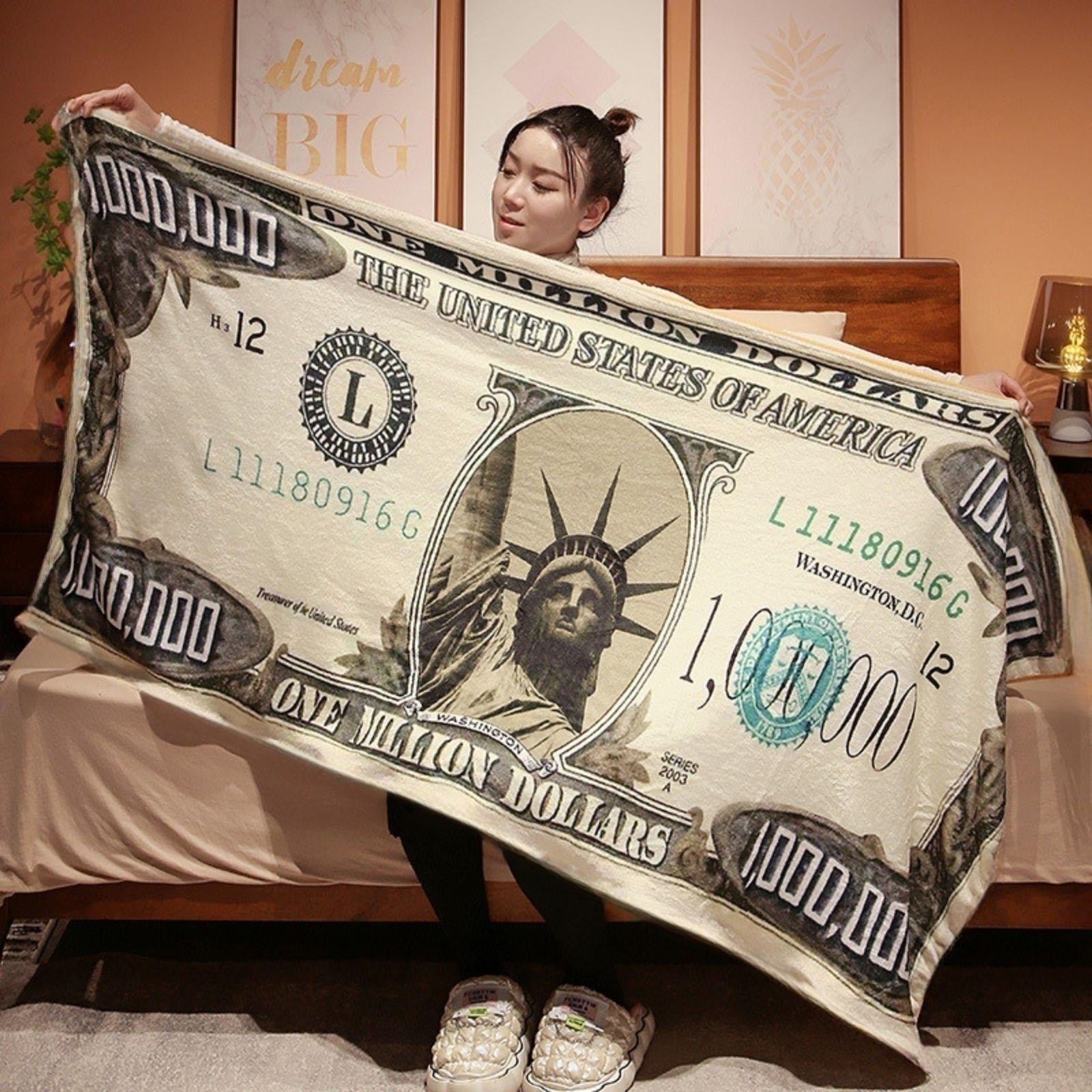 1pc $1M Pattern Plush Blanket Air conditioning Soft Warm Blanket