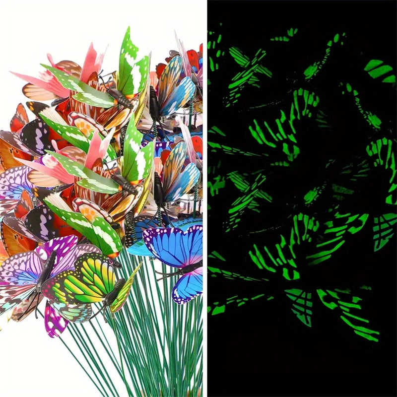 25pcs Luminous Butterfly Stake Yard Sign Garden Decor Halloween Fall Decor